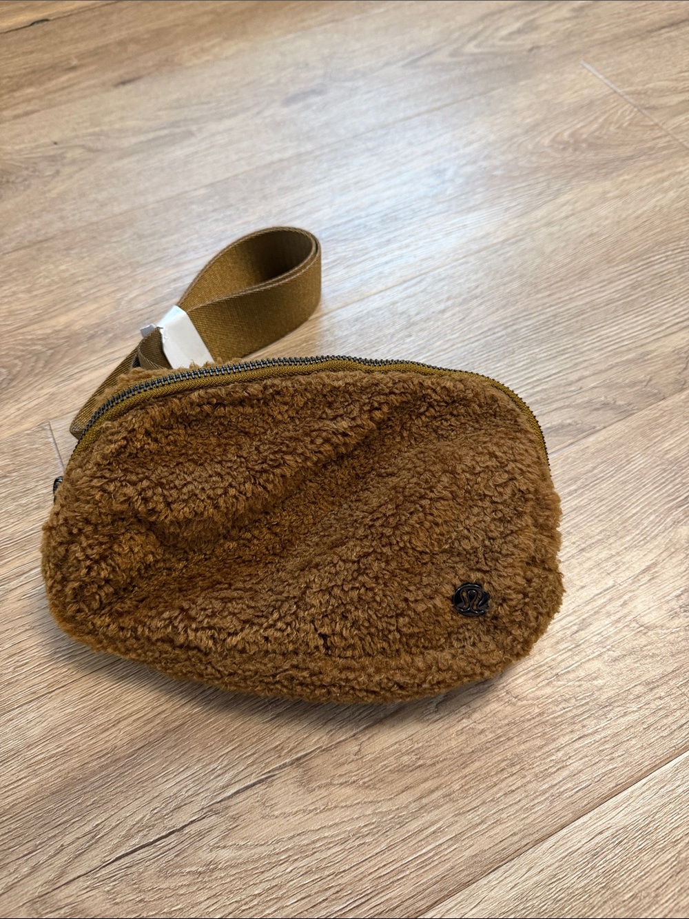 lululemon athletica Brown Shearling Crossbody Belt Bag